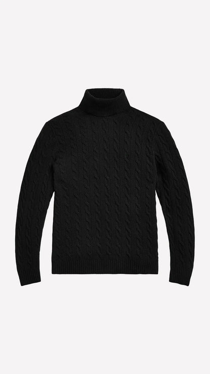 "ÁLVARO" - CABLE KNIT TURTLENECK BLACK