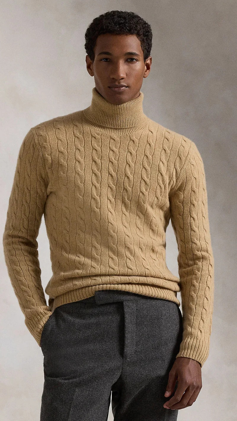 "ÁLVARO" - CABLE KNIT TURTLENECK CREAM